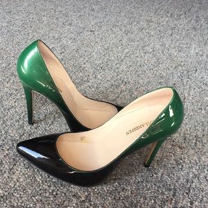 Black to green fade heels Size 9.